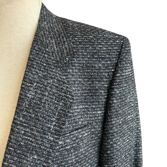 Le Baron Blue Tweed Euro No Vent Sport Coat Blazer Size 40R - Picture 1 of 10